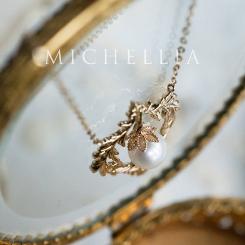 [Gracelynn] Renaissance Garden Necklace & Earring Set in Freshwater Pearl - Limited Edition Necklace michelliafinejewelry