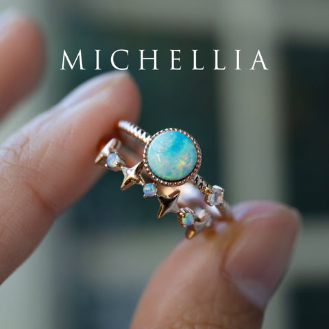 [Etoile] Ready-to-Ship Wandering Star Australian Opal Wedding Band Wedding Band michelliafinejewelry