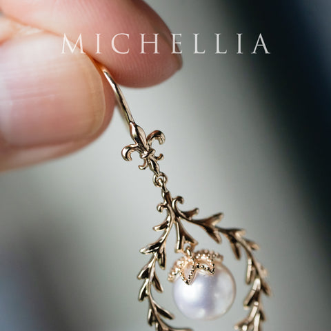 [Gracelynn] Renaissance Garden Necklace & Earring Set in Freshwater Pearl - Limited Edition Necklace michelliafinejewelry