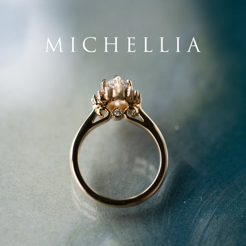 [Helena] Vintage Bloom Halo Marquise Engagement Ring in Diamond / Moissanite Women's Ring michelliafinejewelry