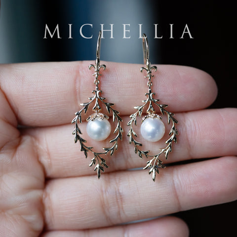 [Gracelynn] Renaissance Garden Necklace & Earring Set in Freshwater Pearl - Limited Edition Necklace michelliafinejewelry