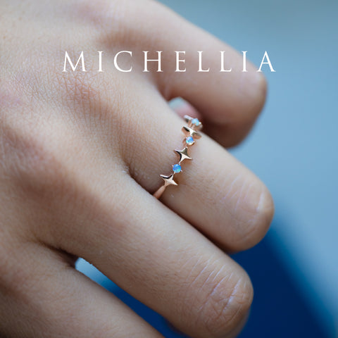[Etoile] Ready-to-Ship Wandering Star Australian Opal Wedding Band Wedding Band michelliafinejewelry