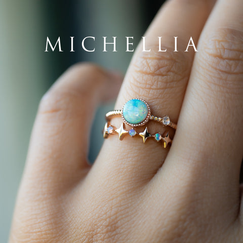 [Etoile] Ready-to-Ship Wandering Star Australian Opal Wedding Band Wedding Band michelliafinejewelry