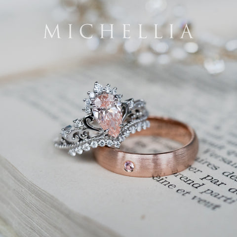 [Nolan] Men's Classic Comfort Fit Band with Outer Morganite, 5mm