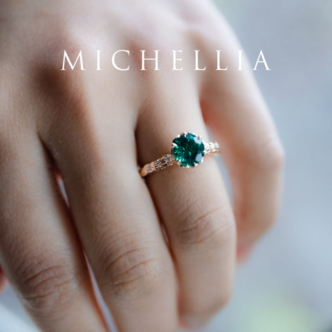[Eliora] Vintage Regency Crown Solitaire Emerald Engagement Ring, Ready-to-Ship Women's Ring michelliafinejewelry