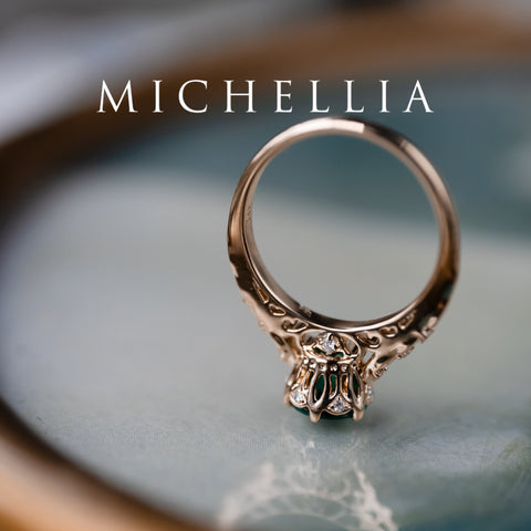 [Eliora] Vintage Regency Crown Solitaire Emerald Engagement Ring, Ready-to-Ship Women's Ring michelliafinejewelry