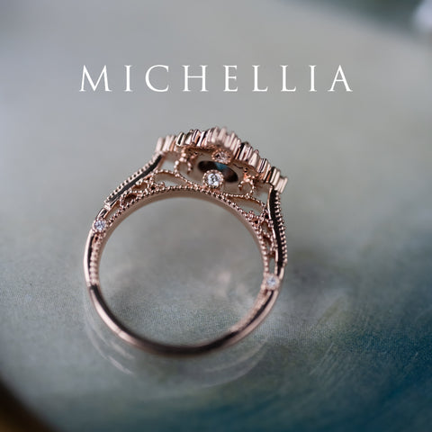 [Henrietta] IGI Certified Teal Blue Diamond Belle Époque Vintage Engagement Ring, One of A Kind Women's Ring michelliafinejewelry