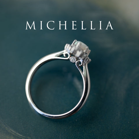 [Helena] Vintage Bloom Halo Marquise Engagement Ring in Diamond / Moissanite Women's Ring michelliafinejewelry