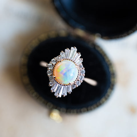 [Georgiana] Vintage Deco Duchess Ring in Australian Opal Women's Ring michelliafinejewelry   