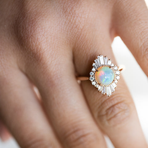 [Georgiana] Vintage Deco Duchess Ring in Australian Opal Women's Ring michelliafinejewelry   
