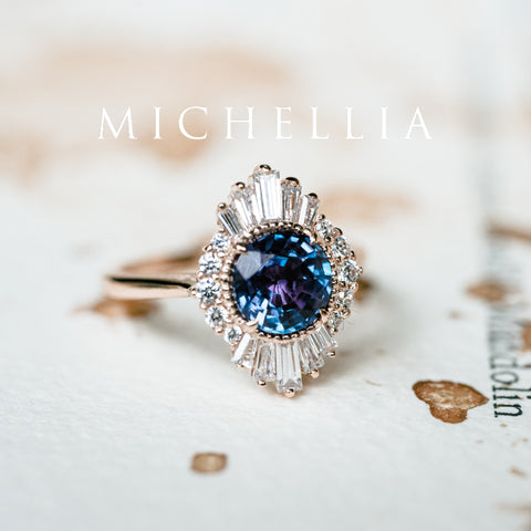 [Georgiana] Vintage Deco Duchess Ring in Lab Alexandrite Women's Ring michelliafinejewelry   