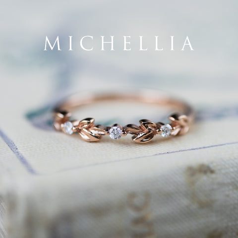 [Reina] Opalescent Lavender Sapphire Woodland Fairy Engagement Ring Set, 14K Rose Gold, One-of-a-Kind & Ready-to-Ship Women's Ring michelliafinejewelry