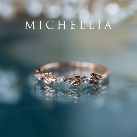 [Reina] Opalescent Lavender Sapphire Woodland Fairy Engagement Ring Set, 14K Rose Gold, One-of-a-Kind & Ready-to-Ship Women's Ring michelliafinejewelry