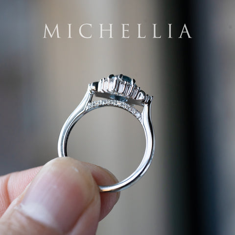 [Selene] Natural Ice Blue Sapphire Moon Goddess Engagement Ring in Platinum, One of A Kind & Ready-to-Ship