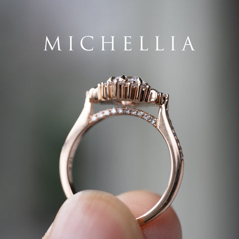 [Selene] IGI Certified Diamond Moon Goddess 18K Rose Gold Engagement Ring w/ Pave Shank, One of A Kind & Ready-to-Ship Women's Ring michelliafinejewelry