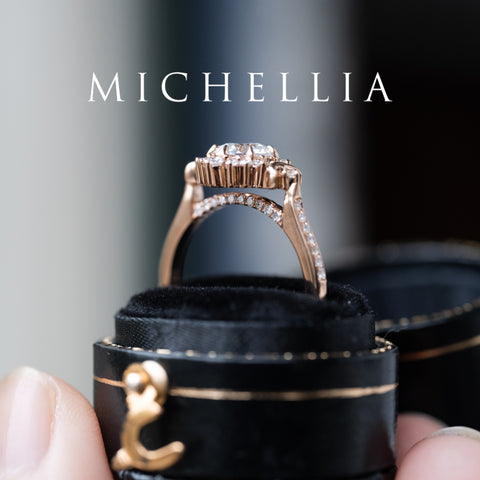 [Selene] IGI Certified Diamond Moon Goddess 18K Rose Gold Engagement Ring w/ Pave Shank, One of A Kind & Ready-to-Ship Women's Ring michelliafinejewelry