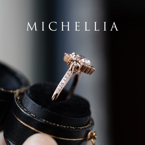 [Selene] IGI Certified Diamond Moon Goddess 18K Rose Gold Engagement Ring w/ Pave Shank, One of A Kind & Ready-to-Ship Women's Ring michelliafinejewelry