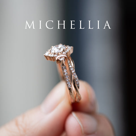 [Selene] IGI Certified Diamond Moon Goddess 18K Rose Gold Engagement Ring w/ Pave Shank, One of A Kind & Ready-to-Ship Women's Ring michelliafinejewelry