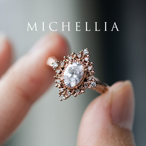 [Marietta] IGI Certified Diamond Belle Époque Oval Diamond Engagement Ring, One of A Kind Women's Ring michelliafinejewelry