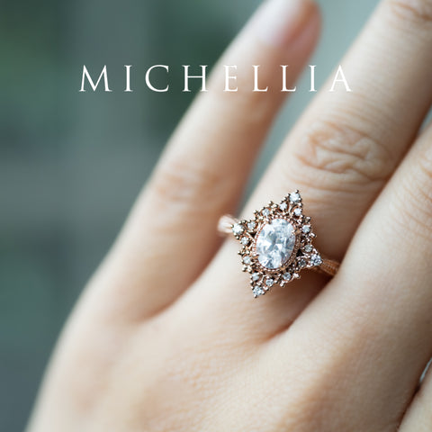 [Marietta] IGI Certified Diamond Belle Époque Oval Diamond Engagement Ring, One of A Kind Women's Ring michelliafinejewelry