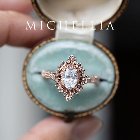 [Marietta] IGI Certified Diamond Belle Époque Oval Diamond Engagement Ring, One of A Kind Women's Ring michelliafinejewelry