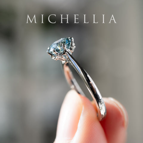 [Victoria] IGI Certified 1.29ct Mermaid Teal Blue Diamond Solitaire Engagement Ring, Platinum, One-of-A-Kind & Ready-to-Ship