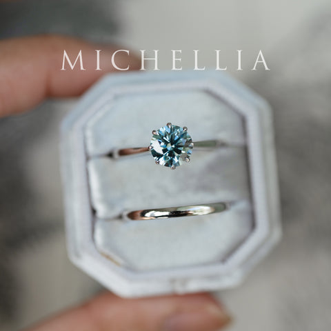 [Victoria] IGI Certified 1.29ct Mermaid Teal Blue Diamond Solitaire Engagement Ring, Platinum, One-of-A-Kind & Ready-to-Ship
