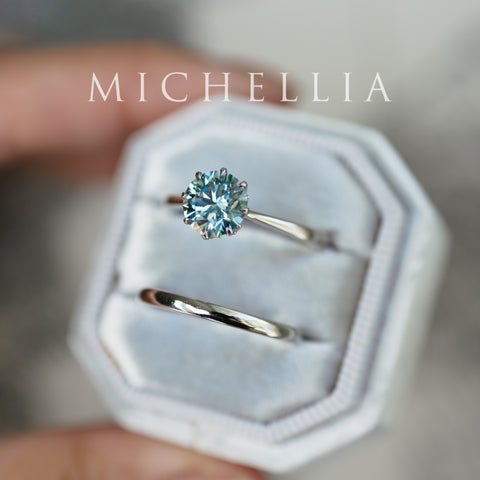 [Victoria] IGI Certified 1.29ct Mermaid Teal Blue Diamond Solitaire Engagement Ring, Platinum, One-of-A-Kind & Ready-to-Ship