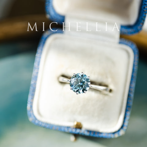 [Victoria] IGI Certified 1.29ct Mermaid Teal Blue Diamond Solitaire Engagement Ring, Platinum, One-of-A-Kind & Ready-to-Ship