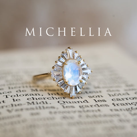 [Athena] Vintage Deco Oval Cut Goddess Ring in Moonstone Women's Ring michelliafinejewelry   