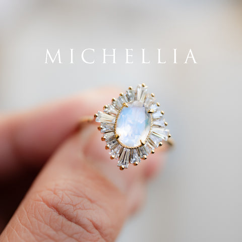 [Athena] Vintage Deco Oval Cut Goddess Ring in Moonstone Women's Ring michelliafinejewelry   