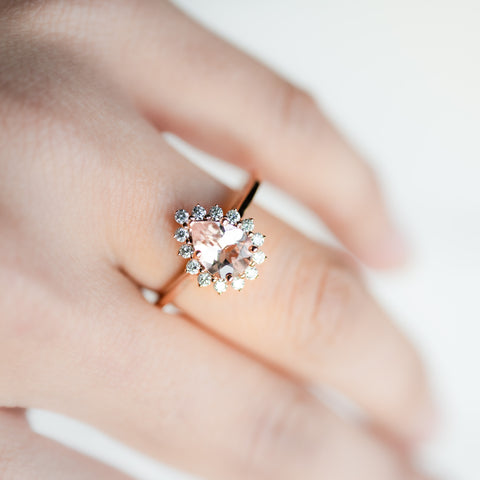 [Camellia] Vintage Bloom Halo Pear Engagement Ring in Diamond / Moissanite Women's Ring michelliafinejewelry   