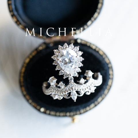[Angelique] Venetian Crown Engagement Ring in Diamond / Moissanite Women's Ring michelliafinejewelry
