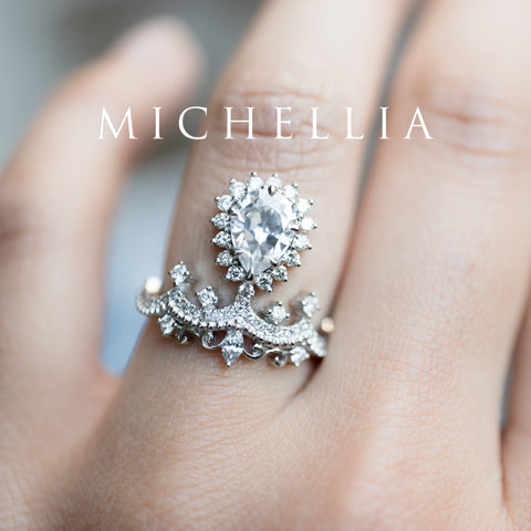 [Angelique] Venetian Crown Engagement Ring in Diamond / Moissanite Women's Ring michelliafinejewelry