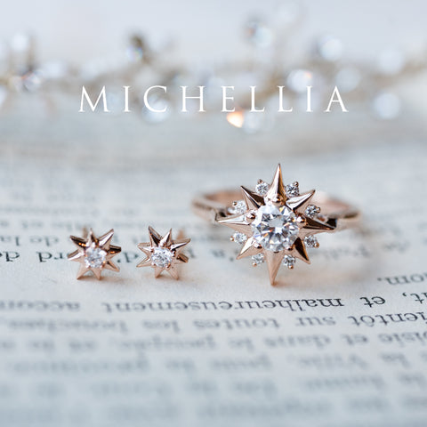 [Divina] Ready-to-Ship Twinkling Star Diamond Earrings Necklace michelliafinejewelry