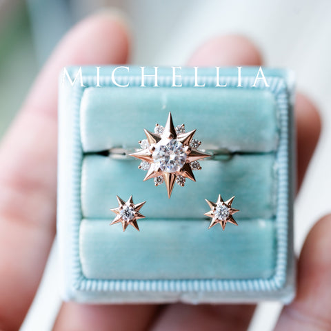 [Divina] Diamond Wandering Star Solid Gold Earrings Earrings michelliafinejewelry