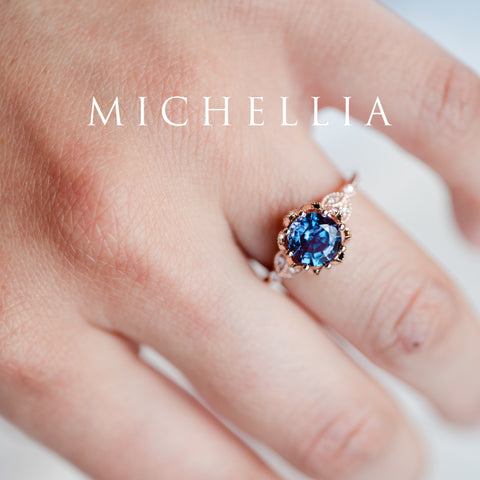 [Evanthe] Vintage Floral Engagement Ring in Lab Alexandrite Women's Ring michelliafinejewelry   
