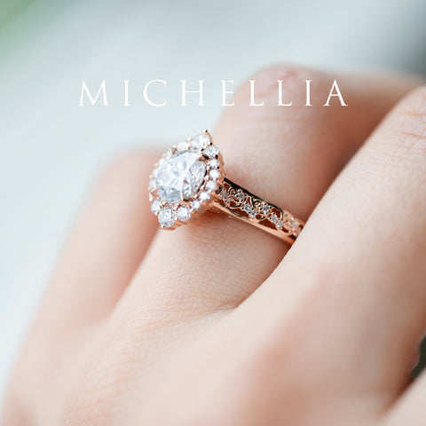 [Ophelia] Rococo Opulence Engagement Ring in Morganite Women's Ring michelliafinejewelry   