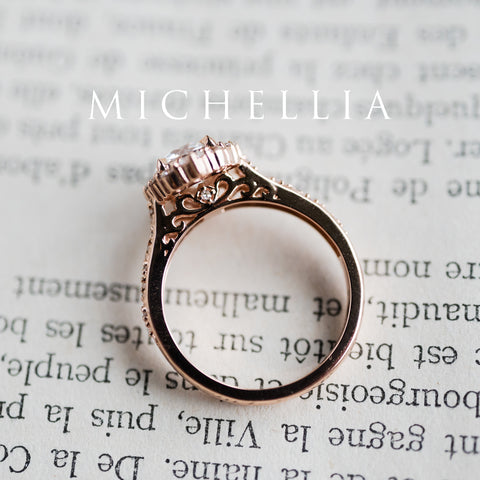 [Ophelia] Rococo Opulence Engagement Ring in Diamond / Moissanite Women's Ring michelliafinejewelry   