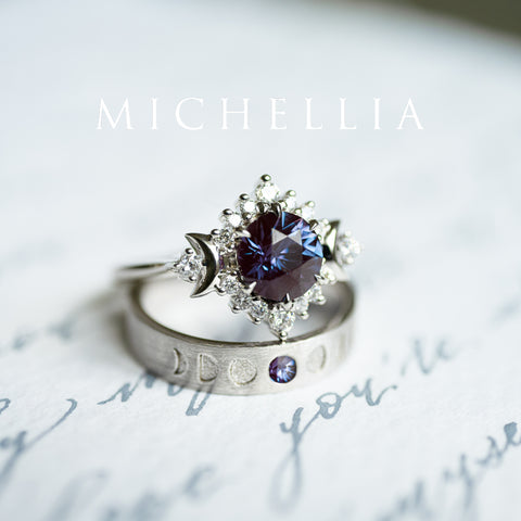 [Selene] Moon Goddess Engagement Ring in Blue Sapphire Women's Ring michelliafinejewelry   