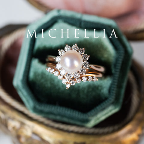 [Rosalie] Vintage Bloom Ring in Akoya Pearl Women's Ring michelliafinejewelry