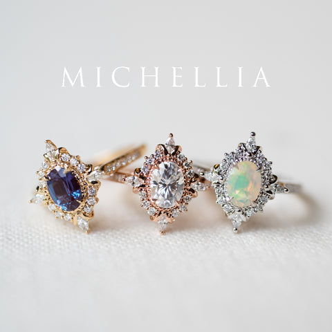 [Alessandra] Art Deco Oval Cut Engagement Ring in Diamond / Moissanite Women's Ring michelliafinejewelry