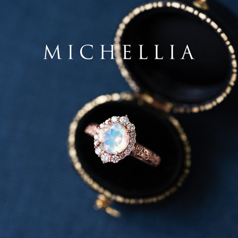 [Ophelia] Rococo Opulence Engagement Ring in Moonstone Women's Ring michelliafinejewelry   