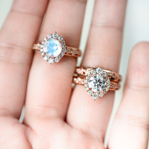 [Ophelia] Rococo Opulence Engagement Ring in Moonstone Women's Ring michelliafinejewelry   