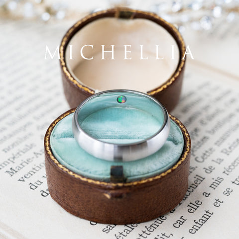 [Noah] Men's Classic Comfort Fit Band with Hidden Opal, 5mm Men's Band Michellia Fine Jewelry   