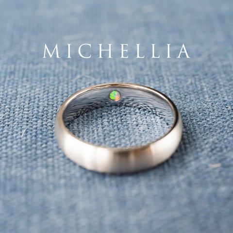 [Noah] Men's Classic Comfort Fit Band with Hidden Opal, 5mm Men's Band Michellia Fine Jewelry   