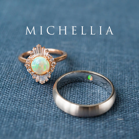 [Noah] Men's Classic Comfort Fit Band with Hidden Opal, 5mm Men's Band Michellia Fine Jewelry   