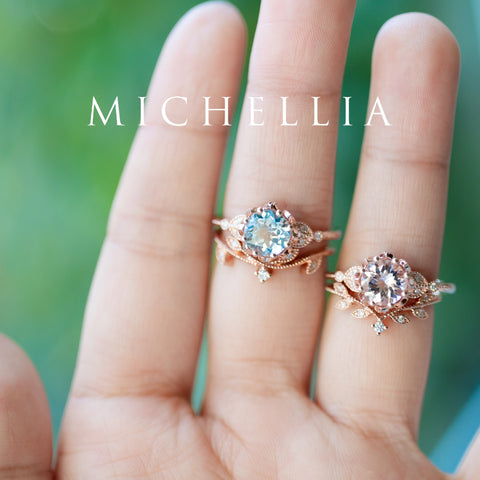 [Evanthe] Vintage Floral Engagement Ring in Akoya Pearl Women's Ring michelliafinejewelry   