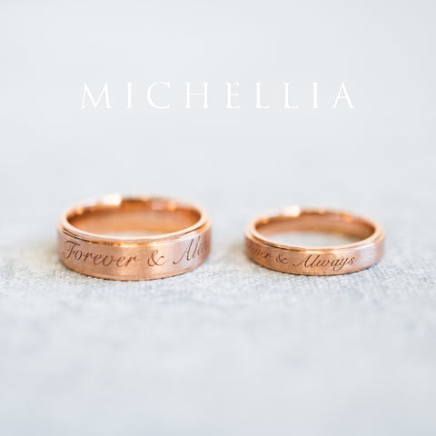 [Miles] Forever & Always Engraved Matching Wedding Band Men's Band Michellia Fine Jewelry   
