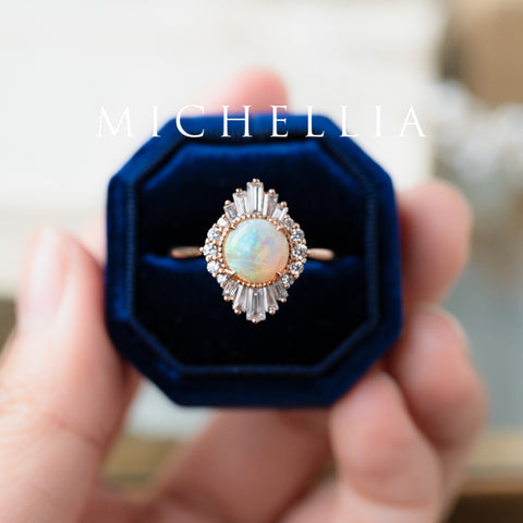 [Georgiana] Vintage Deco Duchess Ring in Australian Opal Women's Ring michelliafinejewelry   